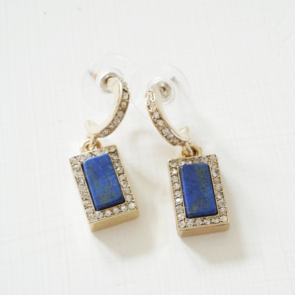 Lapis Hoop Drop Earrings